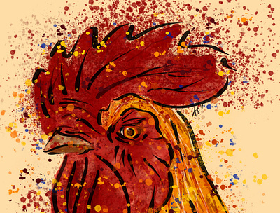 Water colour rooster contrast digital digital illustration drawing illiustration illustration illustrator painting print