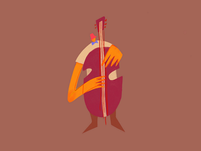 Violoncellist haracter character human illustration jazz music