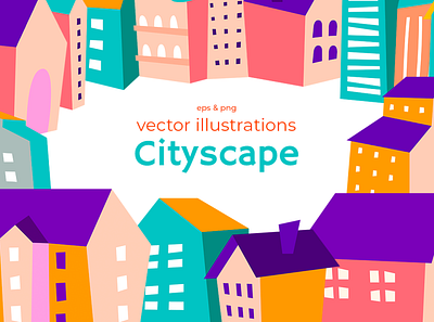 Vector cliparts cityscape creator buildings cartoon cityscape cliparts concept design doodle drawn drawn flat house vector vector illustration