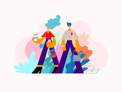 Walking cartoon character character design concept doodle drawn flat illustration people people illustration vector