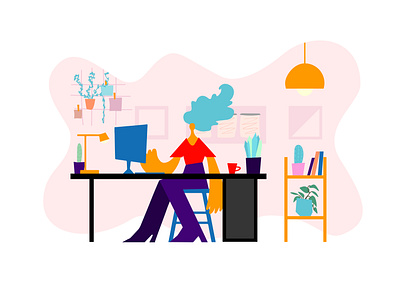 Work from home cartoon character character design cliparts concept doodle drawn flat flat freelancer human illustration people people illustration vector woman illustration