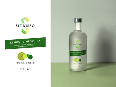 Sitrisso Vodka Bottle alcohol citris gradient italy label labeldesign lemon lime logo logodesign package design vodka