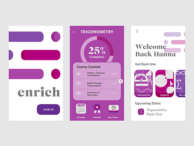 Enrich Mobile App illustration logo math mathematics maths mobile app mobile app design ui ui ux uiuxdesign ux