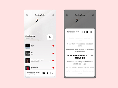 Music App design layouts mobile ui