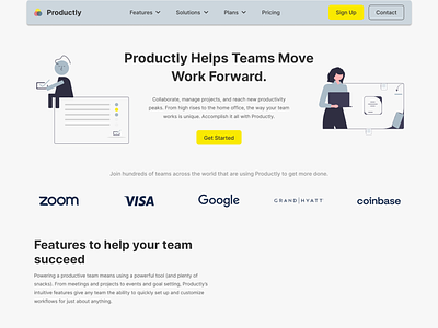 Landing Page for a Project Management Software branding landing page pc saas ui