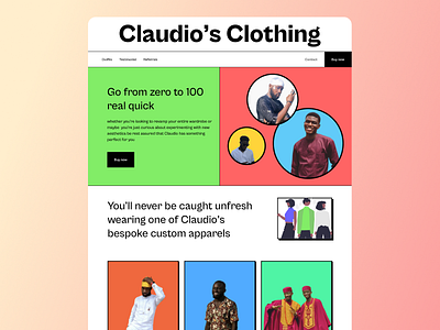 Clothing brand website design desktop ui