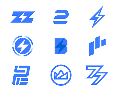 Logo Concept Pack blue and white blueprint branding crown design e logo flat icon illustrator lettering lightning logo logo design logo pack p logo vector