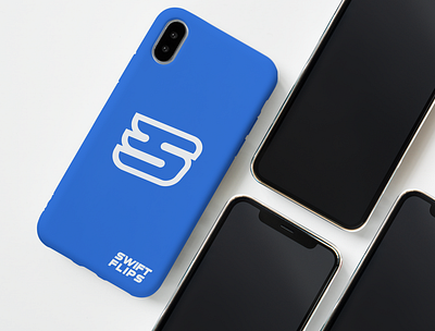 Swift Flips Phone Mockup bird blue blue and white branding flat geometric logo logo design minimal modern sky swift vector vibrant