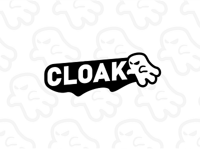 Cloak Branding black bold branding cloak design flat ghost logo logo design logotype minimal typography white wraith