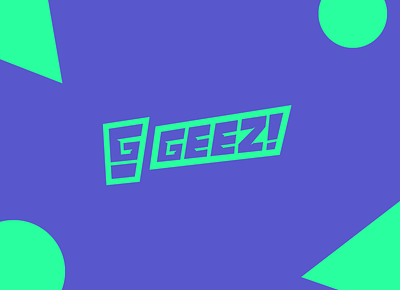 Geez! Sneaker News logo branding circle design flat geometric green green logo illustrator minimal modern purple triangle typography wow