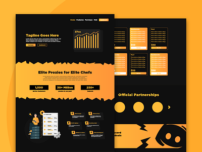 PolyProxies black dark theme flat geometric landing page design minimal proxies saas vibrant web design website website design yellow