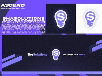 Sha Solutions branding design ecommerce flat geometric icon idea light logo minimal purple software solution