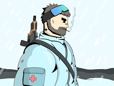 Winter Soldier Character Illustration art character environment human ice illustration outside rifle snow soldier winter