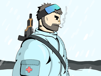 Winter Soldier Character Illustration art character environment human ice illustration outside rifle snow soldier winter