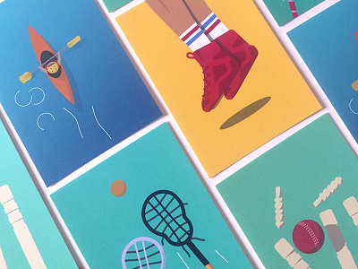 Sports postcards cards design graphic illustration print sport