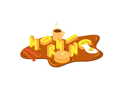 Good Morning Isometrics! 3d bacon breakfast coffee design egg food illustrator isometry maple syrup morning pancake