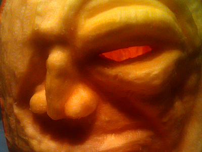 First Time Pumpkin Sculpting angry carving face halloween newb or orange pumpkin sculpting treat trick