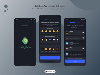Daily Bean App Redesign app application design daily bean daily bean app daily bean app redesign dark app design landing design mobile mobile app redesign app ui ux