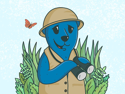 Denver Safari binoculars blue bear butterfly colorado denver foliage illustration safari vest