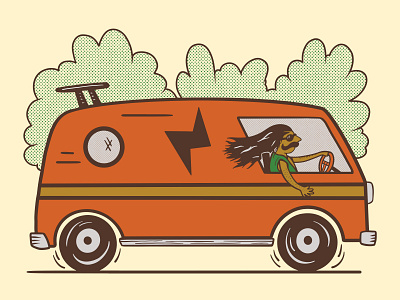 Townie illustration long hair dont care townie vanlife