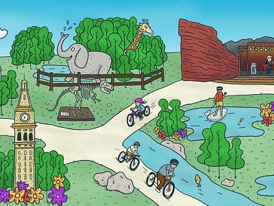 Denver Parks bikes denver dinosaur illustration parks red rocks rocks