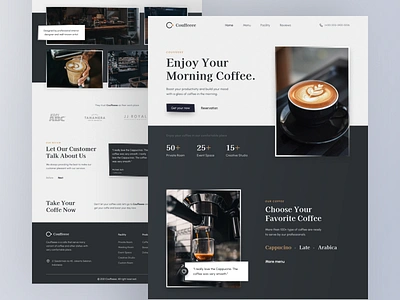 Couffeeee - Coffee Shop and Dessert beverages cafe clean coffee coffee shop design eatery figma food gallery homepage landing page meeting simple studio ui ux website working space