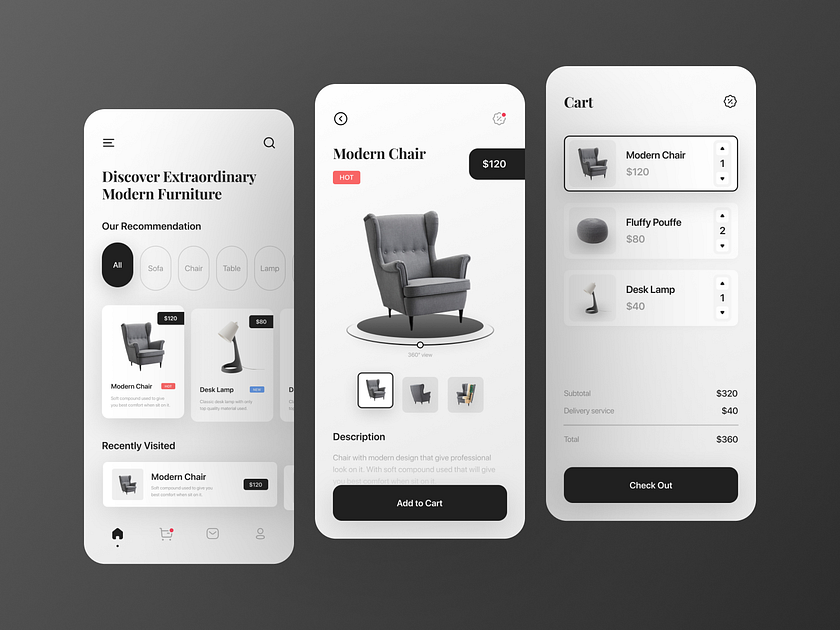 DeFurniture - Furniture Shop Mobile App Design by Muhammad Izza Recka ...