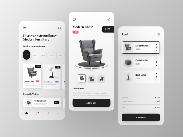 DeFurniture - Furniture Shop Mobile App Design by Muhammad Izza Recka ...