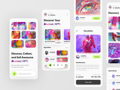 Collectibles - Mobile Abstract NFT Marketplace blockchain clean colorful crypto cryptoart light marketplace mobile nft nftmarketplace nfts ui uidesign ux uxdesign