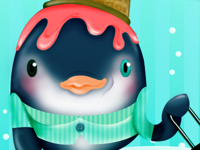 Penguin cold digital ice cream illustration penguin snow winter