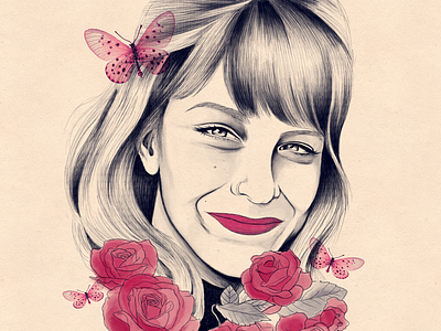 Portrait for a dear friend flower girl girly illustration pink portrait romantic