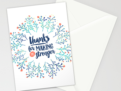 Thanks artsy flowers handmade handwritten lettering