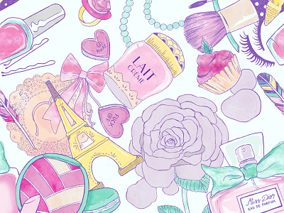 Pattern Design! 2d art girl illustration inspiration parfum pattern pink watercolor
