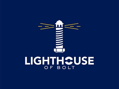 Lighthouse of bolt logo design bolt lighthouse logo logodesigner nut
