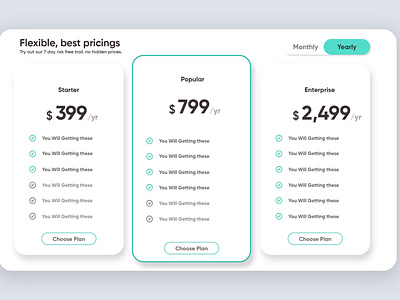 Modern Price Table UX/UI Design