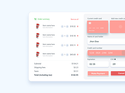 Shopping Cart page and flip Credit card UI/UX design | Racio flip card ui ux uxdesign uxui webdesign