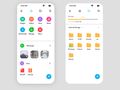 File Manager App adobexd android app design android app ui dashboard ui design file file explorer file management file manager file storage files folders ios app design management app simple storage ui ui.siddhesh