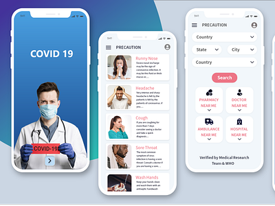 COVID 19 + Mobile App - UI/UX Design ui design
