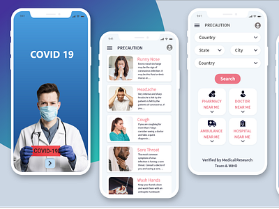 COVID 19 + Mobile App - UI/UX Design