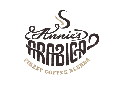 Annie's Arabica arabica beverage blend brown cafe coffee cup hot lettering typography