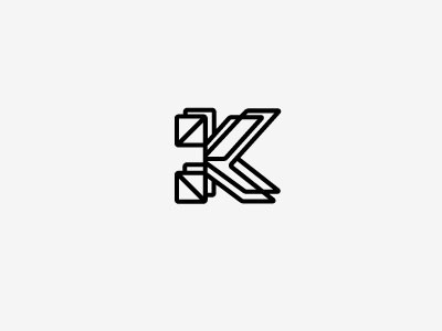 kwire black geometry initial k lettering logo minimal monogram wire