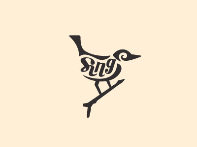 Sing bird black and white logo minimal sing typography