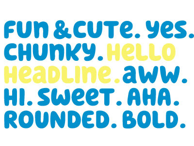 Hello Headline bold casual chunky cute font typeface