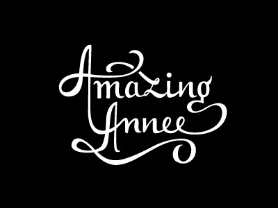 Amazing Annee black white feminine handwritten logotype script swirls typography