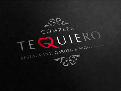 Te Quiero feminine font heart logotype night club ornaments passion restaurant type typography