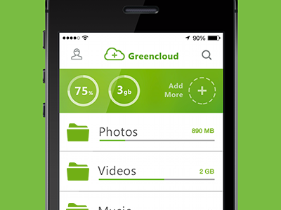 iPhone App app cloud storage folders green iphone ui