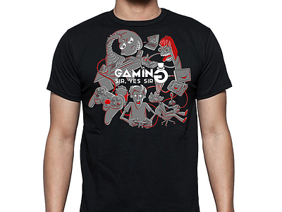 T-shirt Design for Gaming Sir, Yes Sir design game grey illustration illustrator red serigraph t shirt vector white