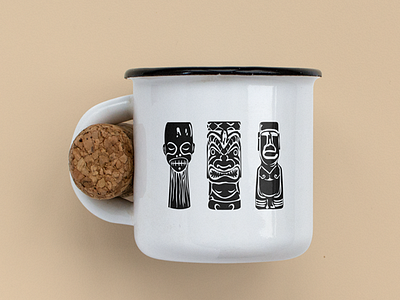 Tiki Mug Design Concept artifact black design concept illustration impact mask mug mug design simple tiki vector