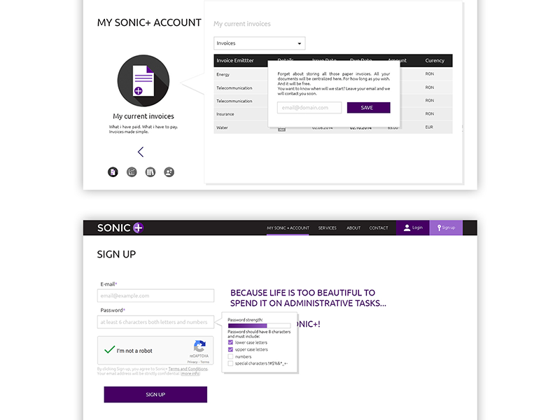 Web application my account sign up banking industry