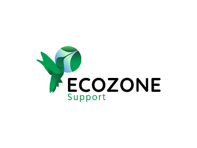 Ecozone Support Logo advertising bird bird logo branding design digital digital agency earth eco hummingbird identity identity branding logo support zone